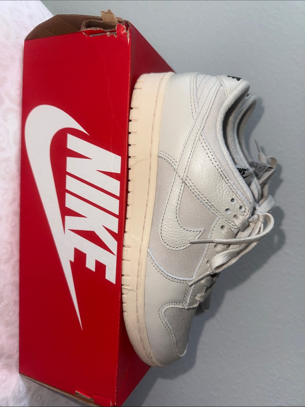 Nike Low-Top Dunks in Light grey and Cream